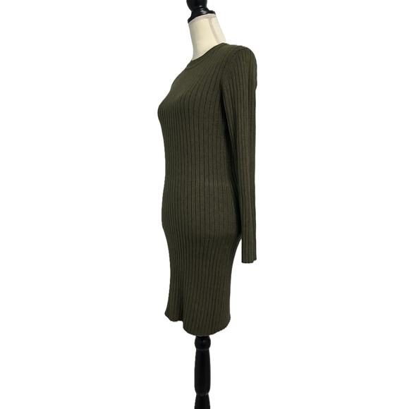 JDY Magna Rib Knit Midi Long Sleeve Bodycon Soft Sweater Dress Moss Green Large - Picture 2 of 13